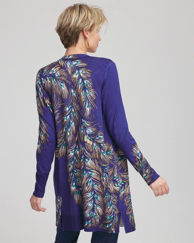 Ella Peacock-Print Cardigan Sweater - image 3